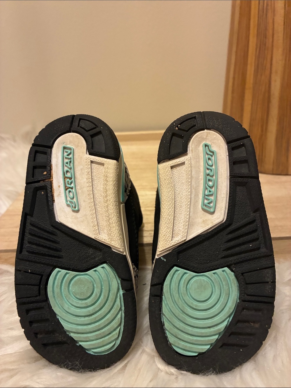 Nike Jordan Kids Black & Teal High-Top Sneakers - Picture 4 of 5